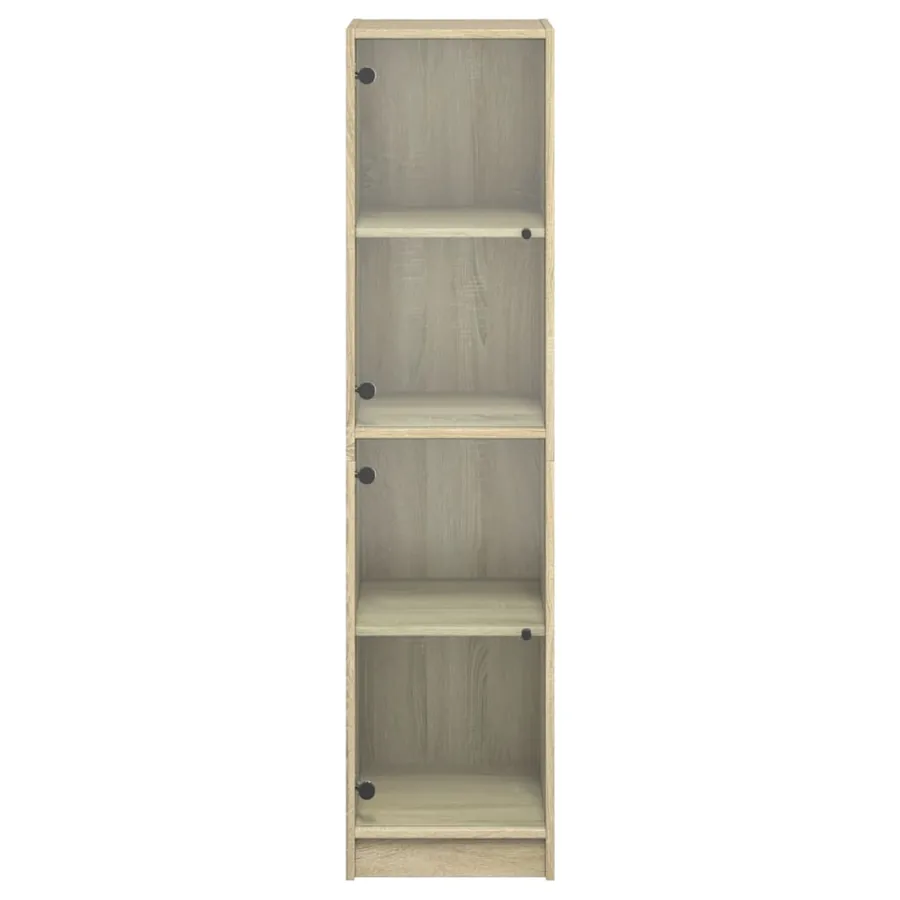 Buffet avec portes en verre chêne sonoma 35x37x142 cm - 6