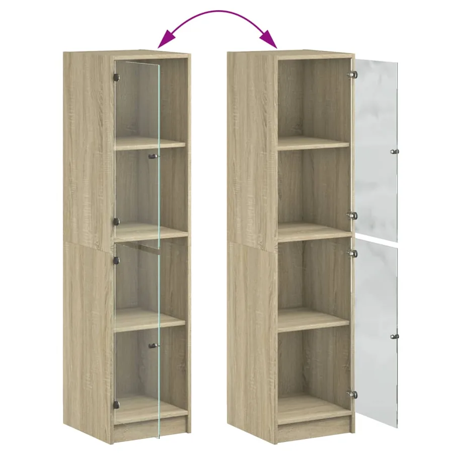 Buffet avec portes en verre chêne sonoma 35x37x142 cm - 9