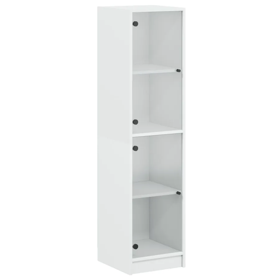 Buffet avec portes en verre blanc 35x37x142 cm - 2