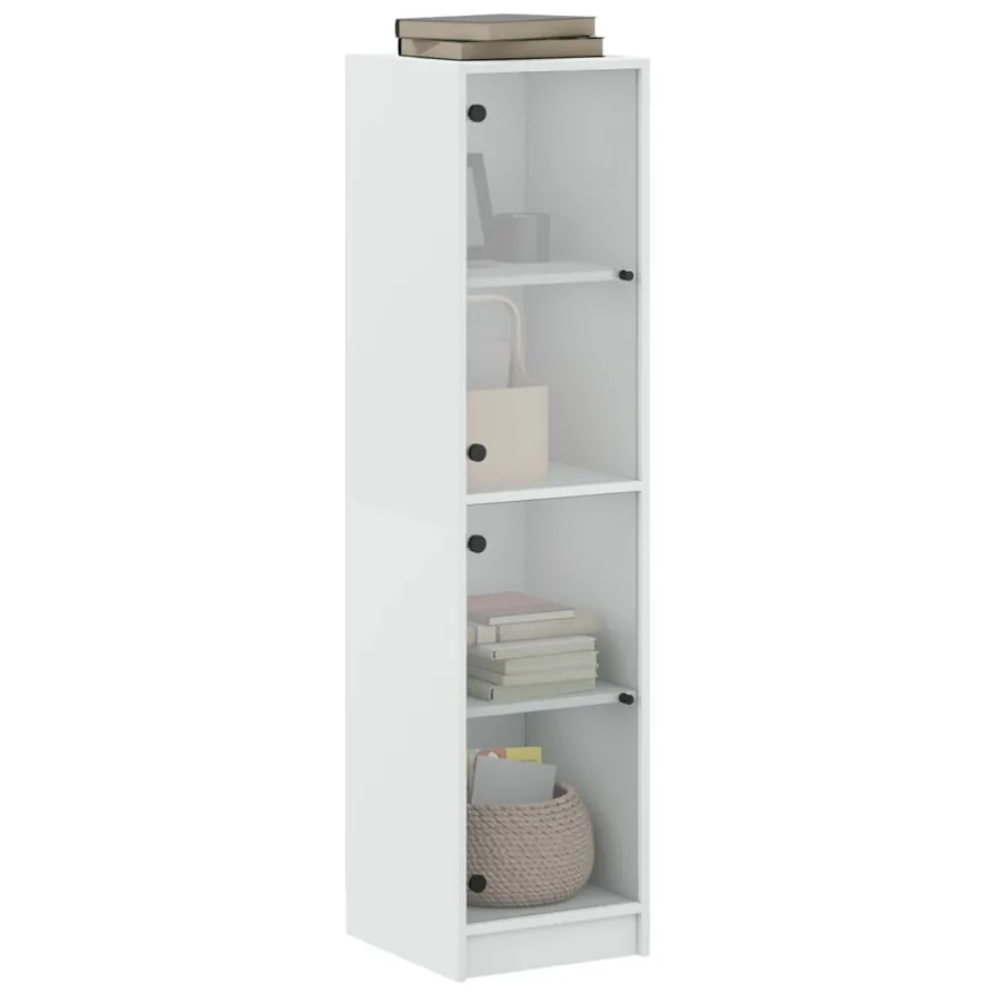 Buffet avec portes en verre blanc 35x37x142 cm - 4