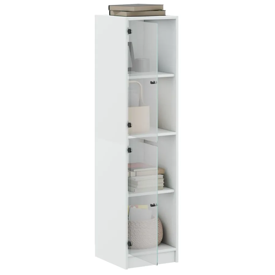 Buffet avec portes en verre blanc 35x37x142 cm - 5