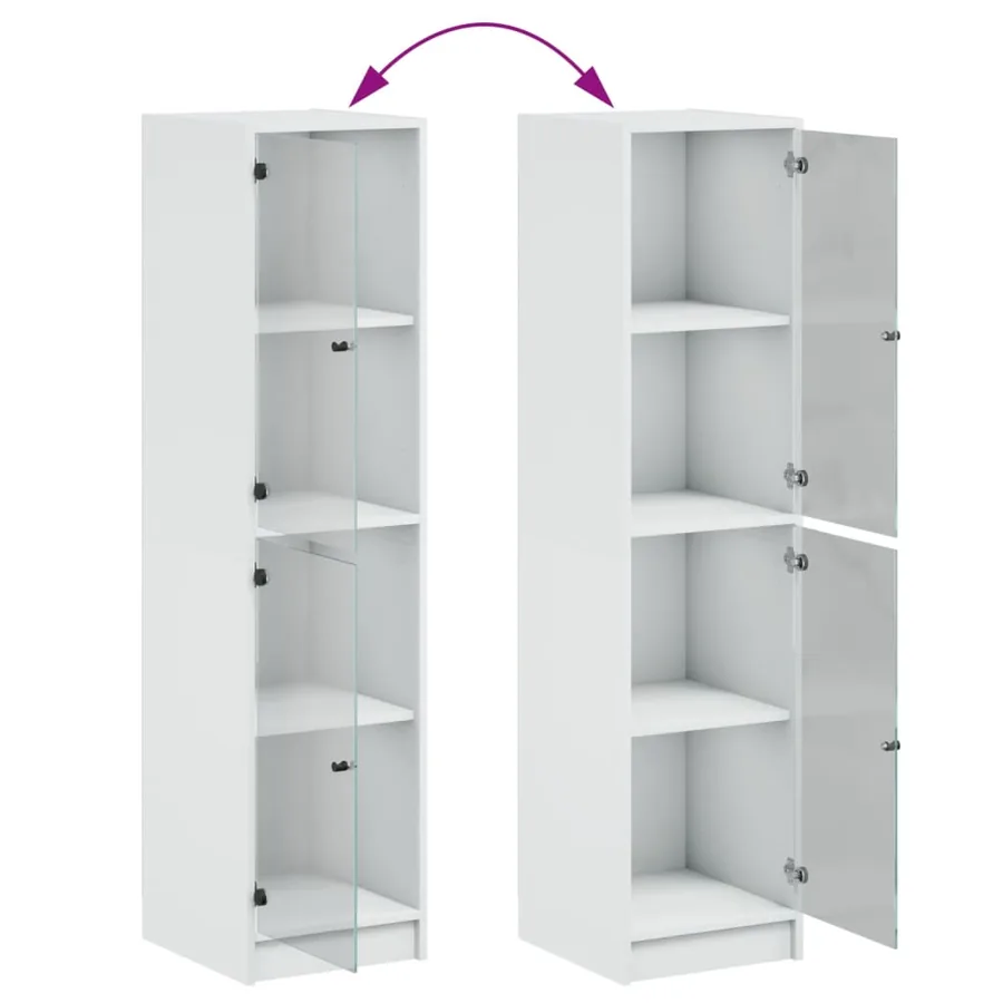Buffet avec portes en verre blanc 35x37x142 cm - 9