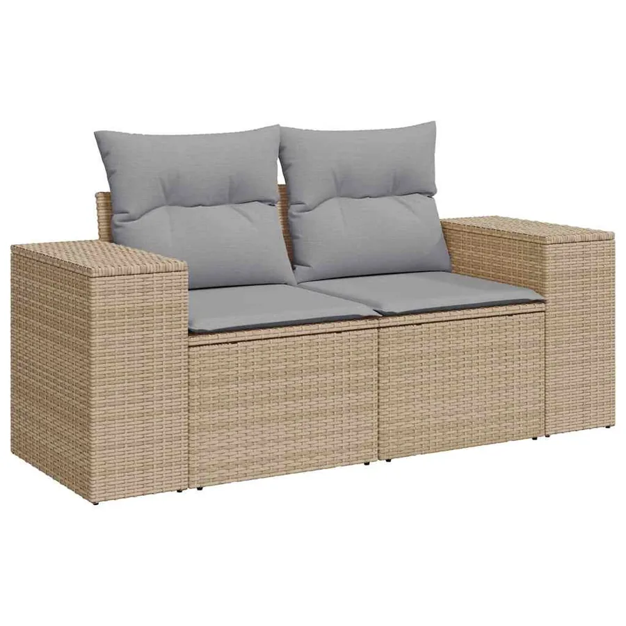 Ensemble de canapé de jardin 8 pcs Beige polyrotin - 6