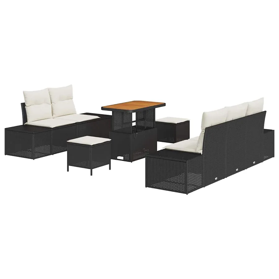 Ensemble de canapé de jardin avec coussin 8 pcs Noir polyrotin - 2