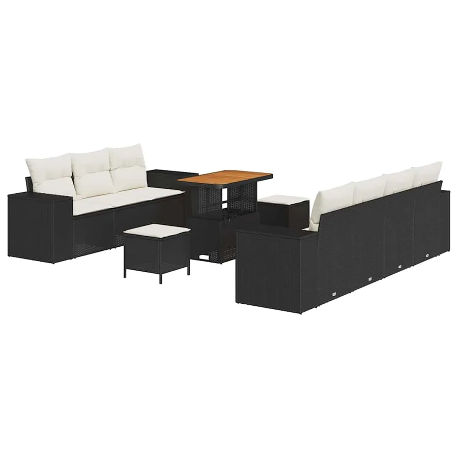 Ensemble de canapé de jardin 10 pcs Noir polyrotin - 2