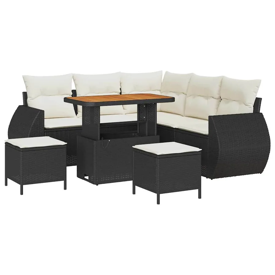 Ensemble de canapé de jardin 8 pcs Noir polyrotin - 2