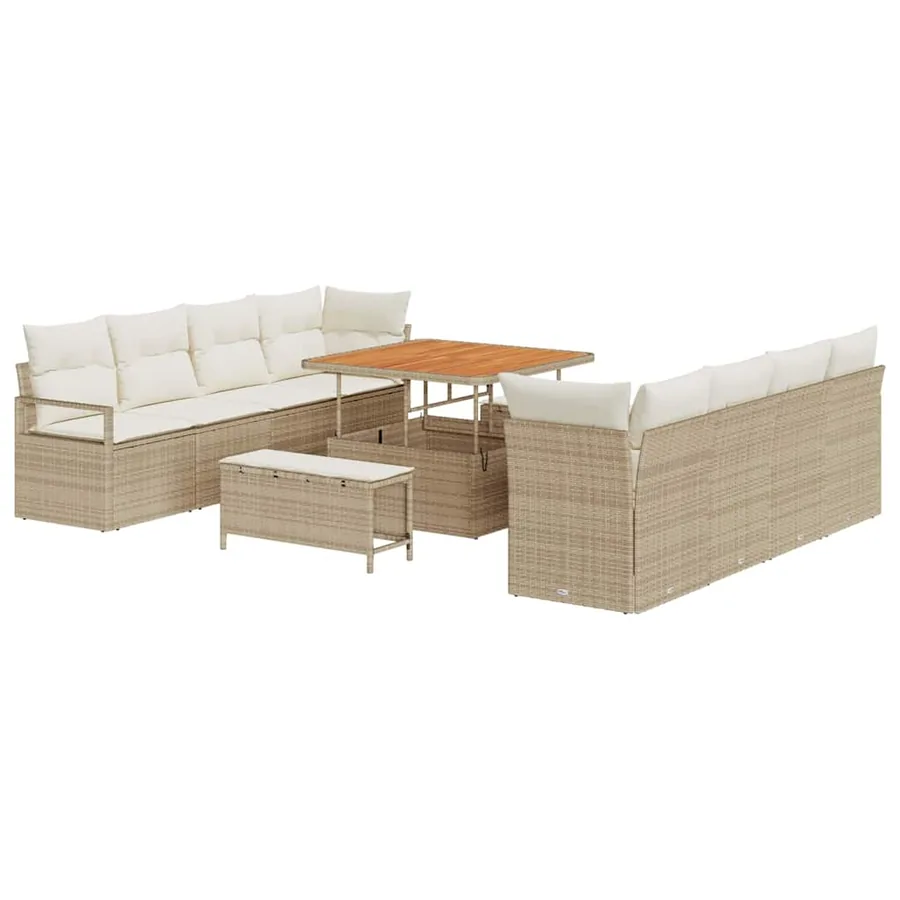 Ensemble de canapé de jardin 11 pcs Beige polyrotin - 2