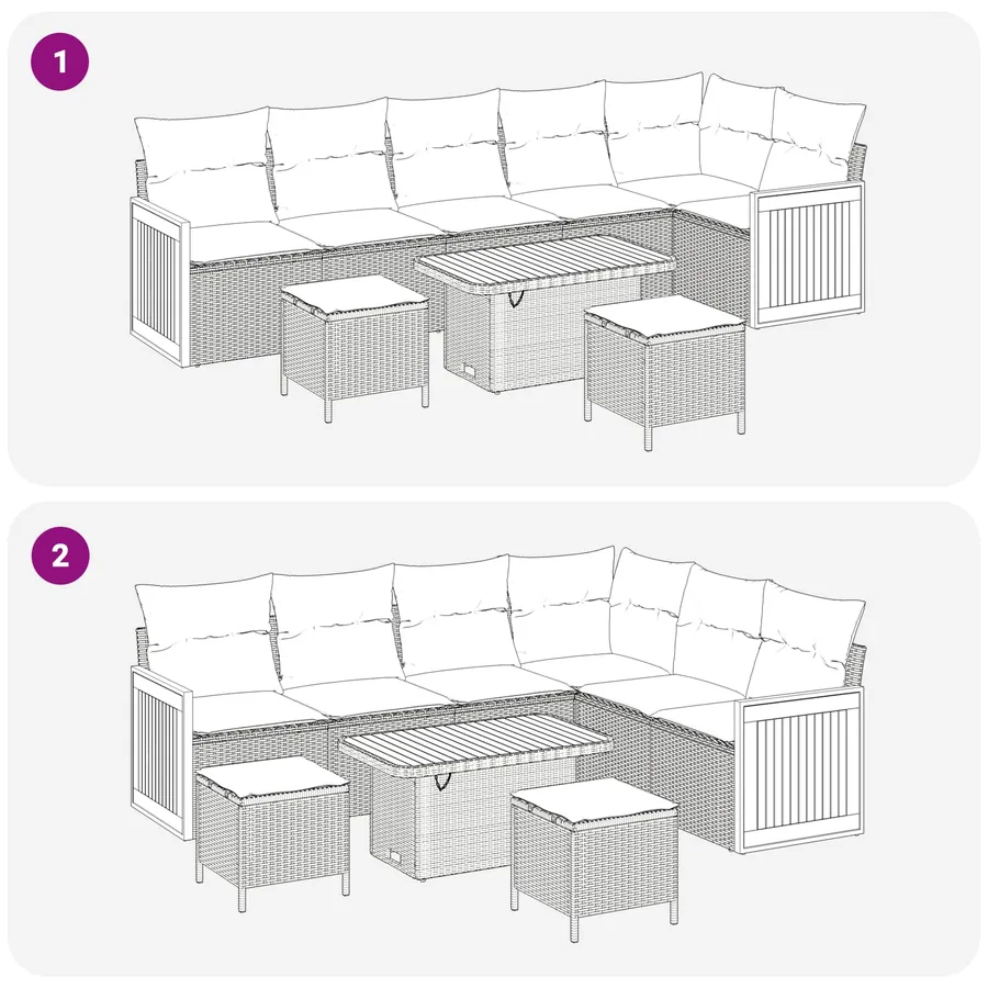 Ensemble de canapé de jardin avec coussin 9 pcs Noir - 8
