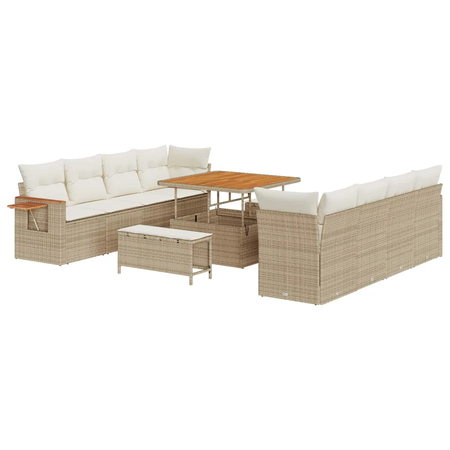 Ensemble de canapé de jardin 11 pcs Beige polyrotin - 2