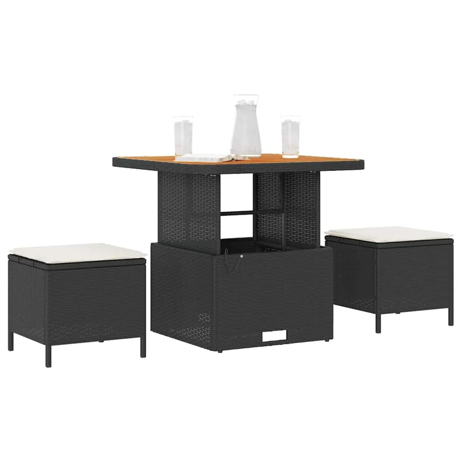 Ensemble de salle à manger pour jardin Noir polyrotin - 3