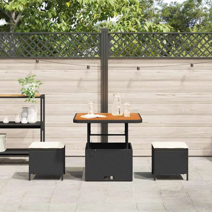 Ensemble de salle à manger pour jardin Noir polyrotin - 4