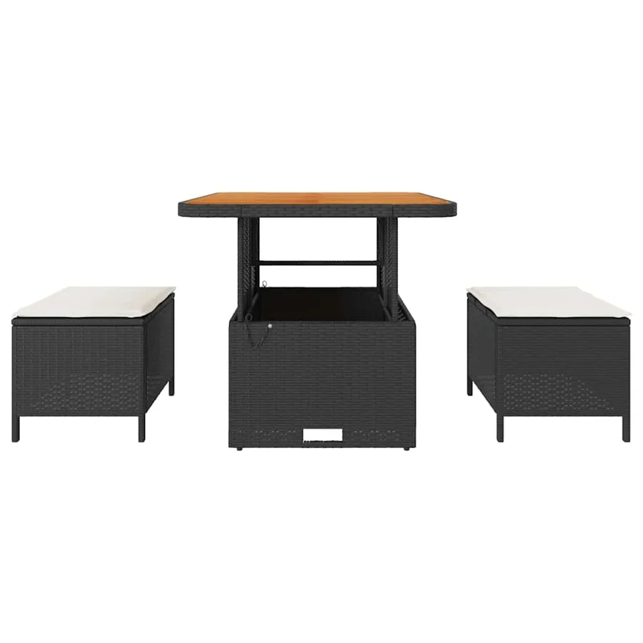 Ensemble de salle à manger pour jardin Noir polyrotin - 7