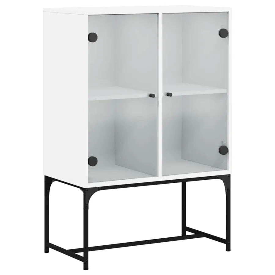 Armoire latérale avec portes en verre blanc 69x37x100 cm - 2