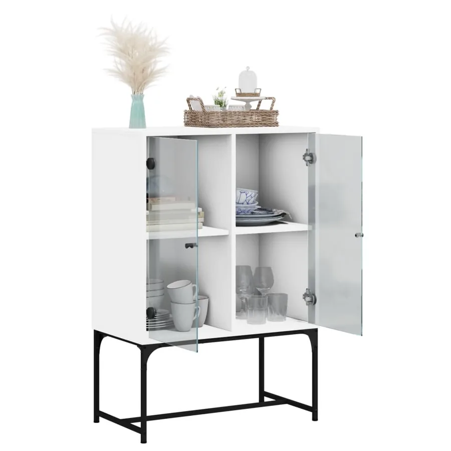 Armoire latérale avec portes en verre blanc 69x37x100 cm - 5