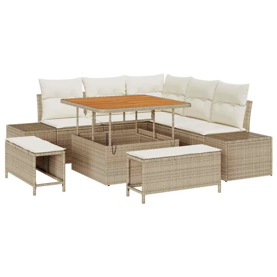 Ensemble de canapé de jardin 8 pcs Beige Poly rotin - 2