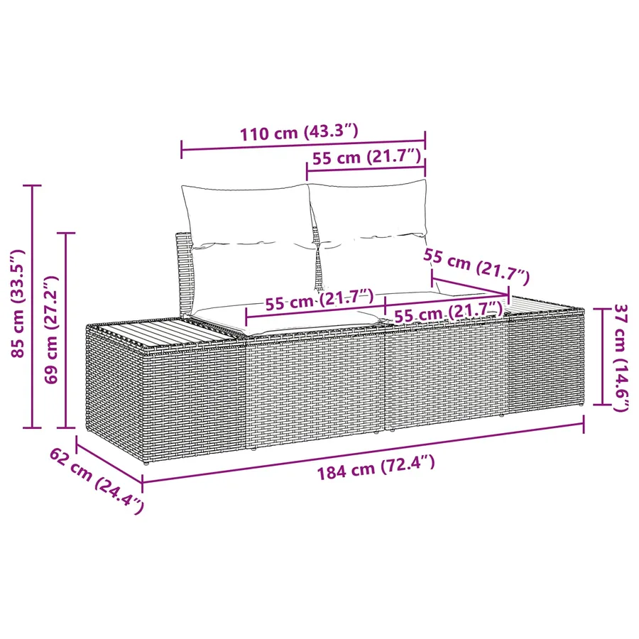 Ensemble de canapé de jardin 10 pcs Beige et Gris clair - 11
