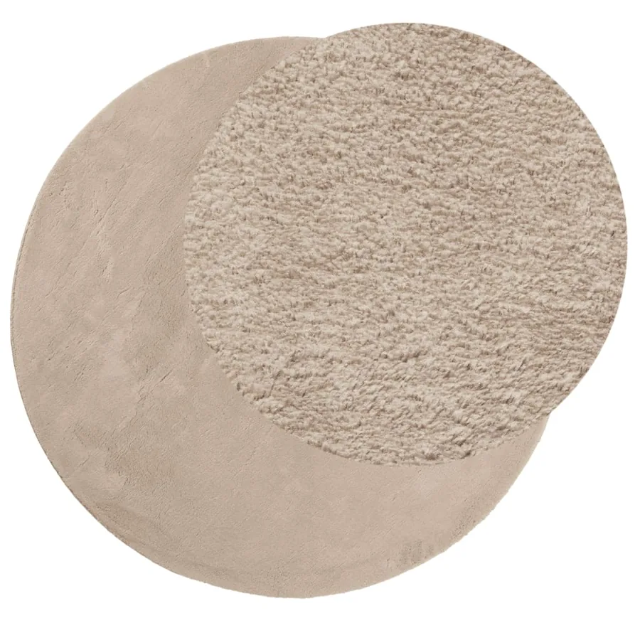 Tapis HUARTE à poils courts doux et lavable sable Ø 100 cm - 3
