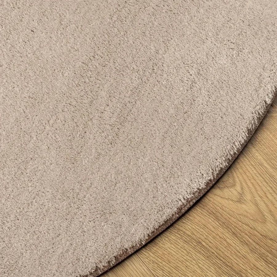 Tapis HUARTE à poils courts doux et lavable sable Ø 100 cm - 4