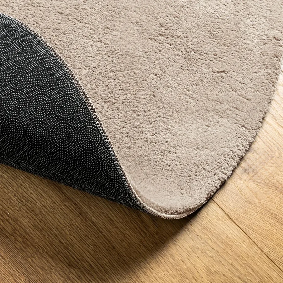 Tapis HUARTE à poils courts doux et lavable sable Ø 100 cm - 5