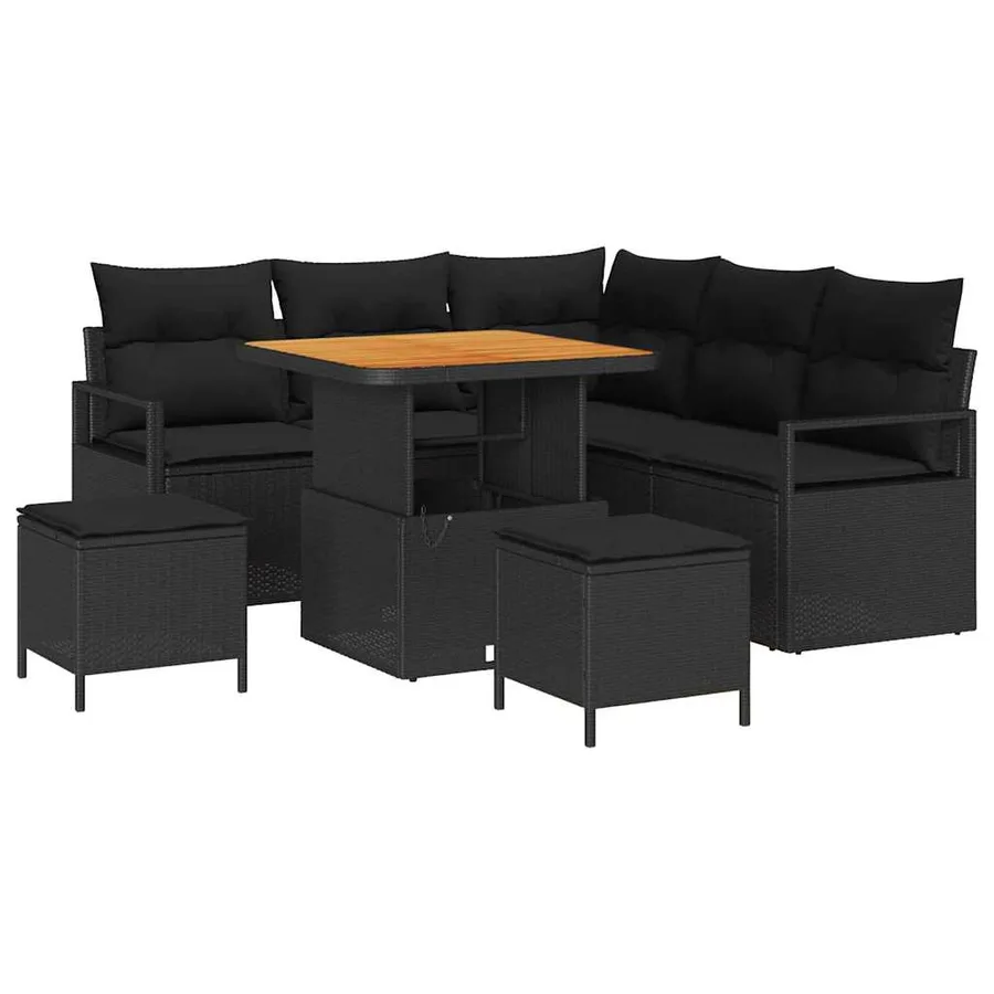 Ensemble de canapé de jardin avec coussin 8 pcs Noir - 2