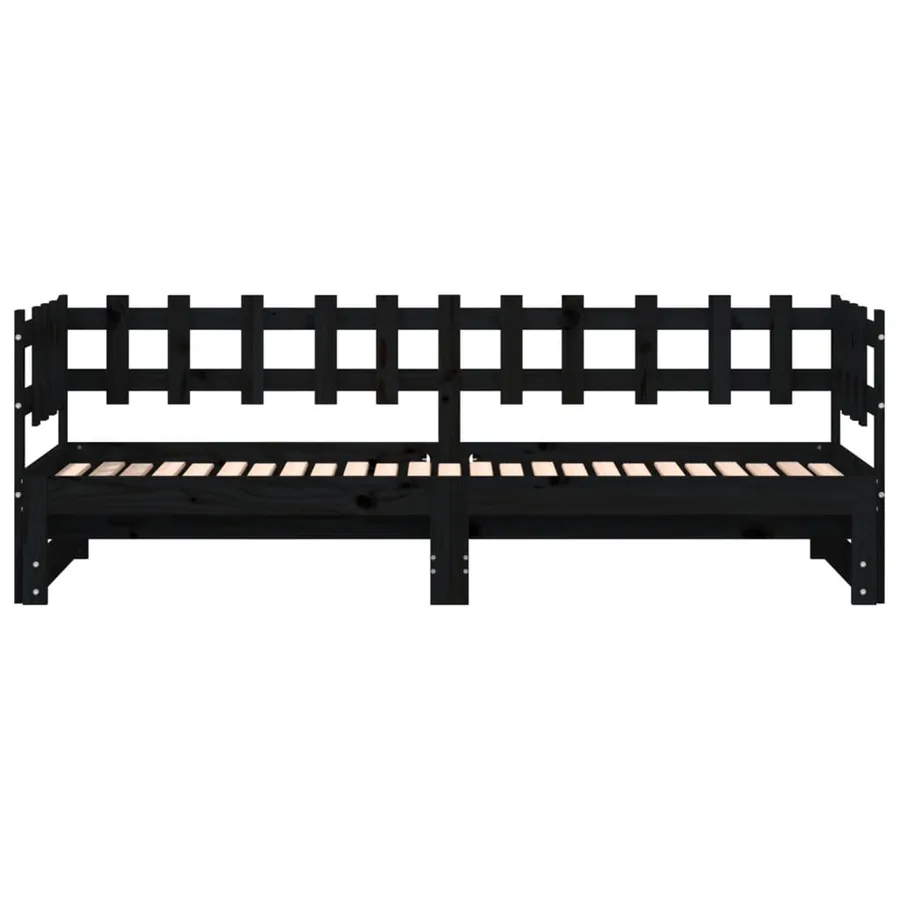 Lit coulissant sans matelas noir 2x(80x200) cm Bois massif - 7