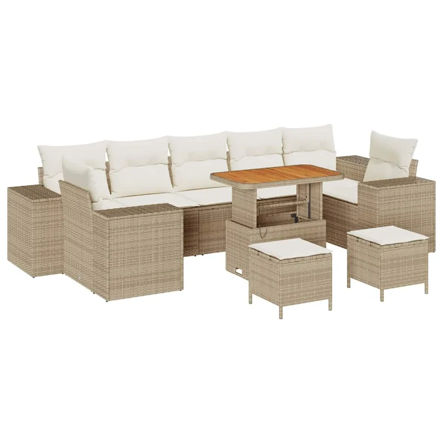 Ensemble de canapé de jardin 10 pcs Beige polyrotin - 2