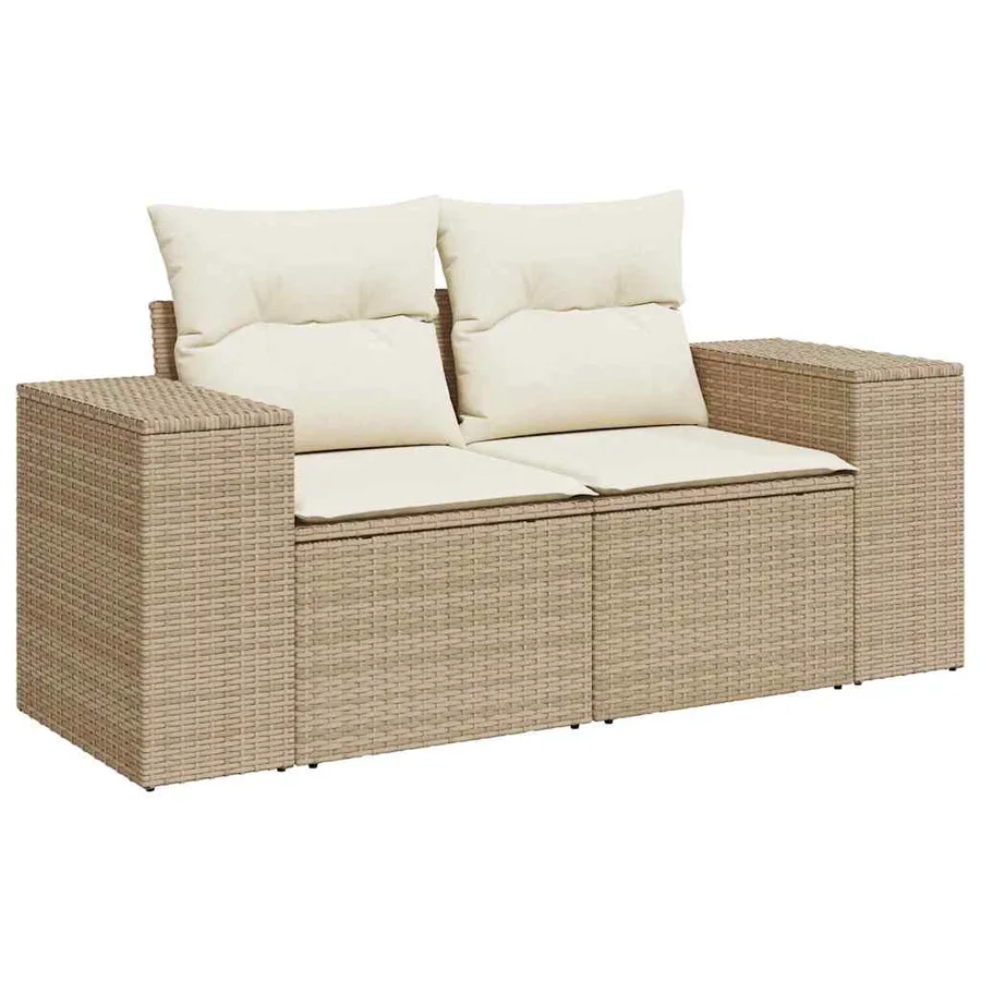 Ensemble de canapé de jardin 10 pcs Beige polyrotin - 6