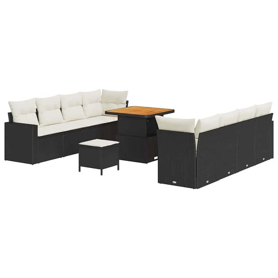 Ensemble de canapé de jardin 11 pcs Noir polyrotin - 2