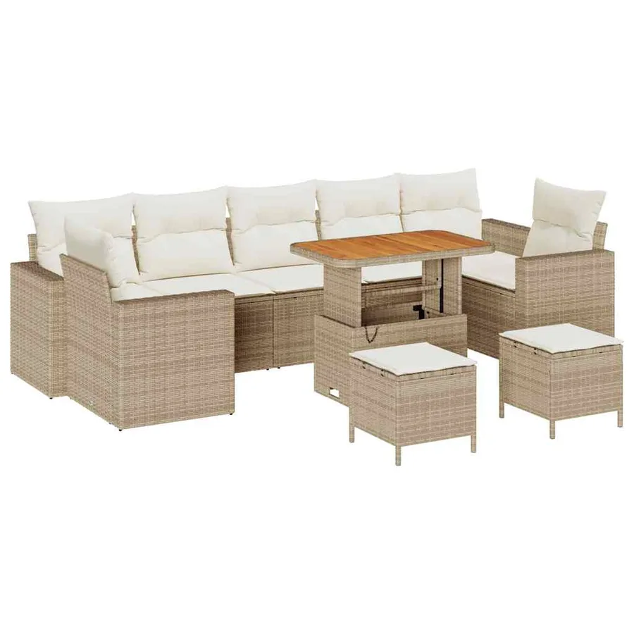 Ensemble de canapé de jardin 10 pcs Beige polyrotin - 2