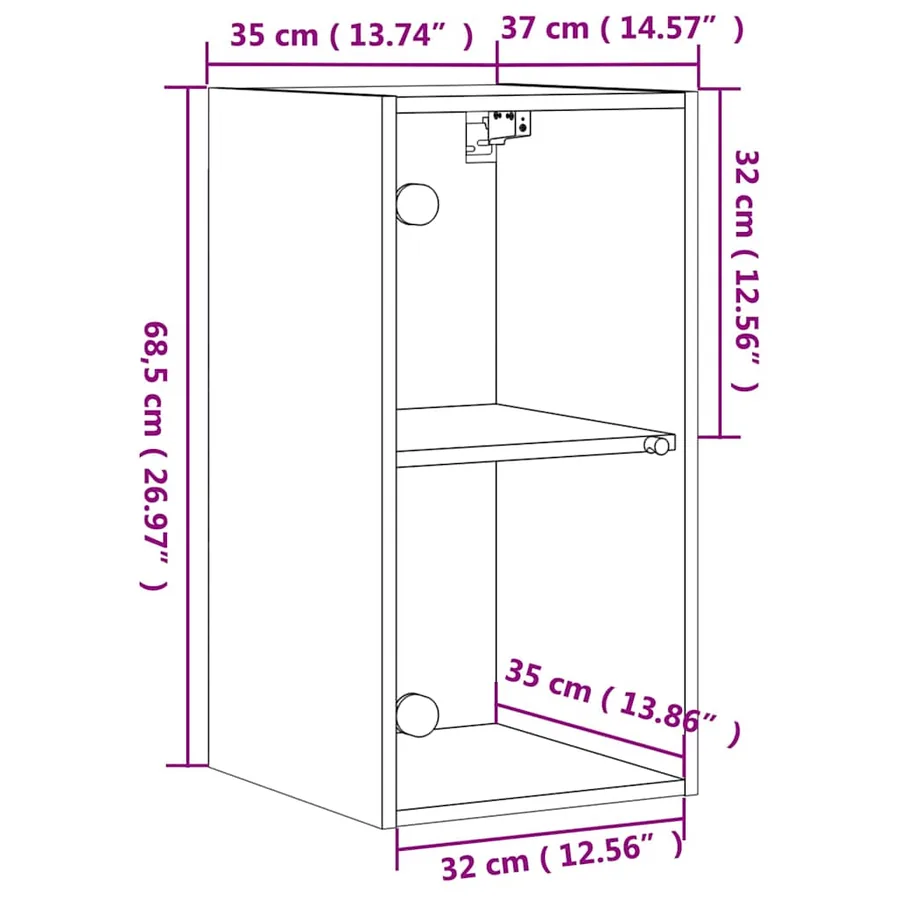 Armoire murale avec portes en verre blanc 35x37x68,5 cm - 13