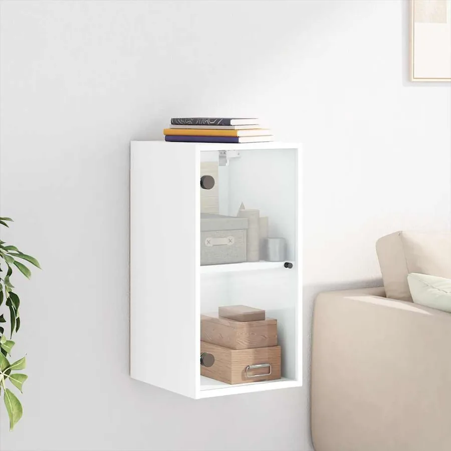 Armoire murale avec portes en verre blanc 35x37x68,5 cm - 3