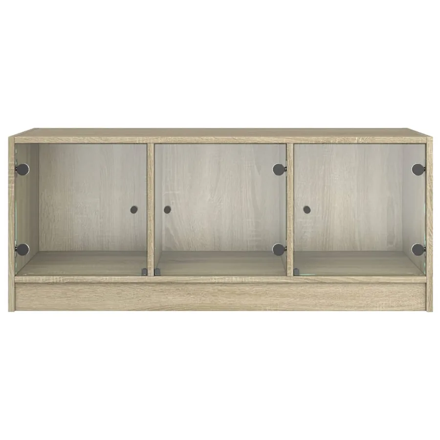 Table basse avec portes en verre chêne sonoma 102x50x42 cm - 6