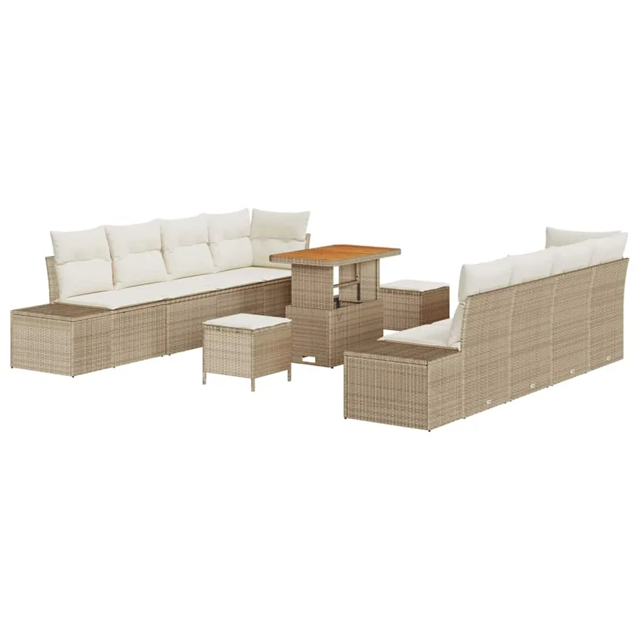 Ensemble de canapé de jardin 11 pcs Beige Poly rotin - 2