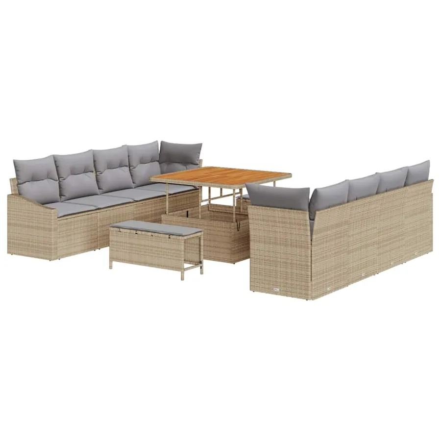 Ensemble de canapé de jardin 11 pcs Beige polyrotin - 2