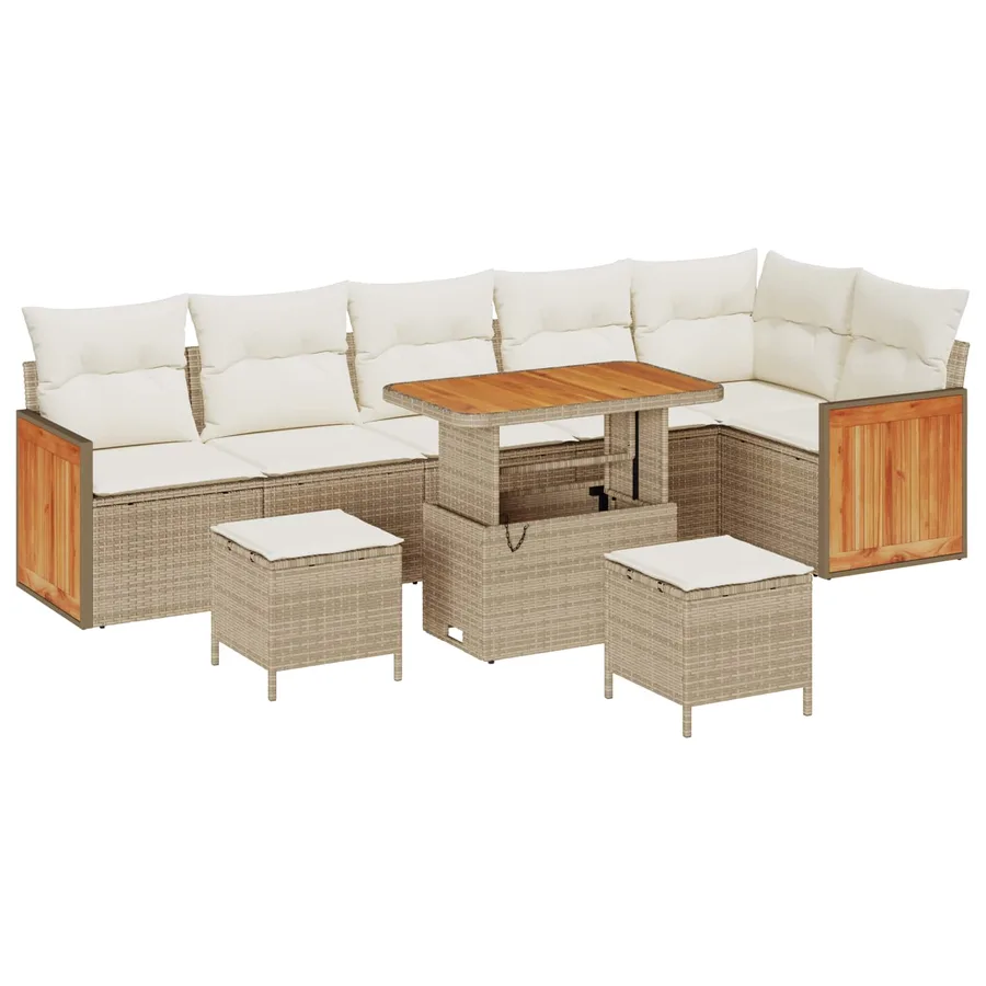 Ensemble de canapé de jardin avec coussin 9 pcs Beige et crème - 2