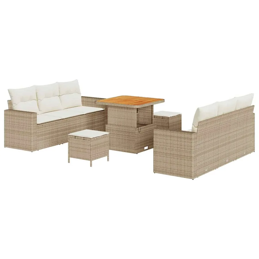 Ensemble de canapé de jardin avec coussin 9 pcs beige et crème - 2