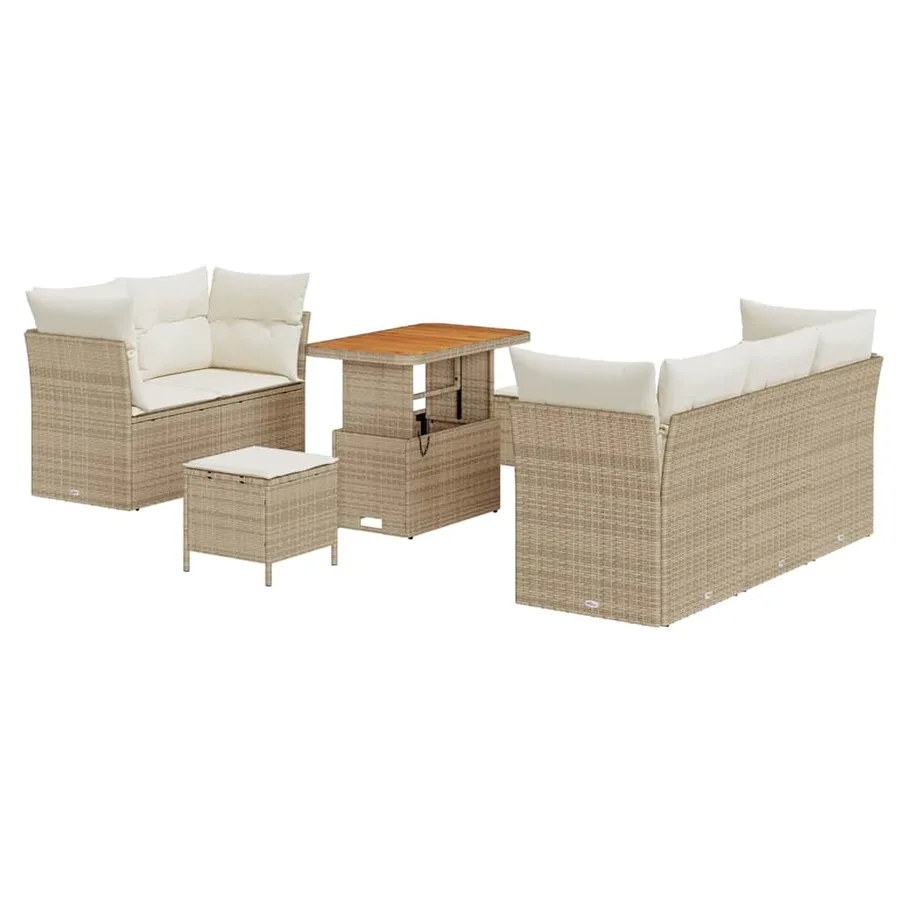 Ensemble de canapé de jardin avec coussin 8 pcs beige et crème - 2