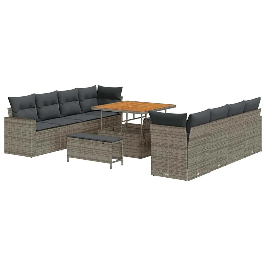Ensemble de canapé de jardin 11 pcs Gris polyrotin - 2
