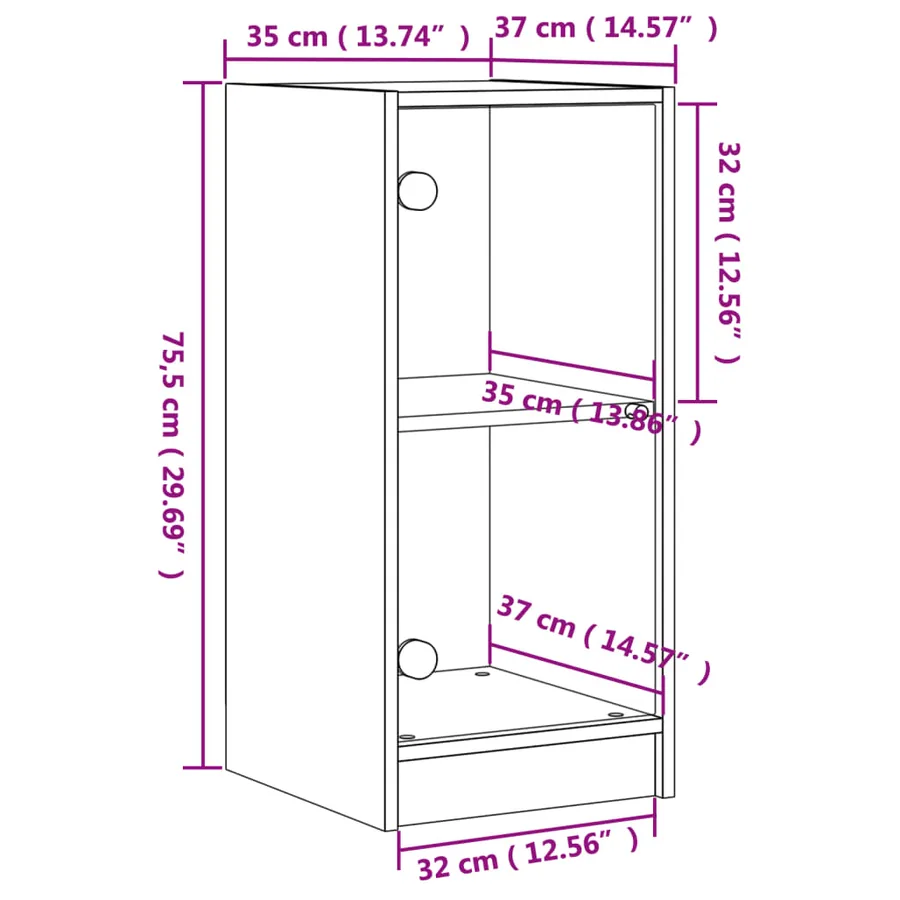 Armoire latérale avec portes en verre chêne sonoma 35x37x75,5cm - 11