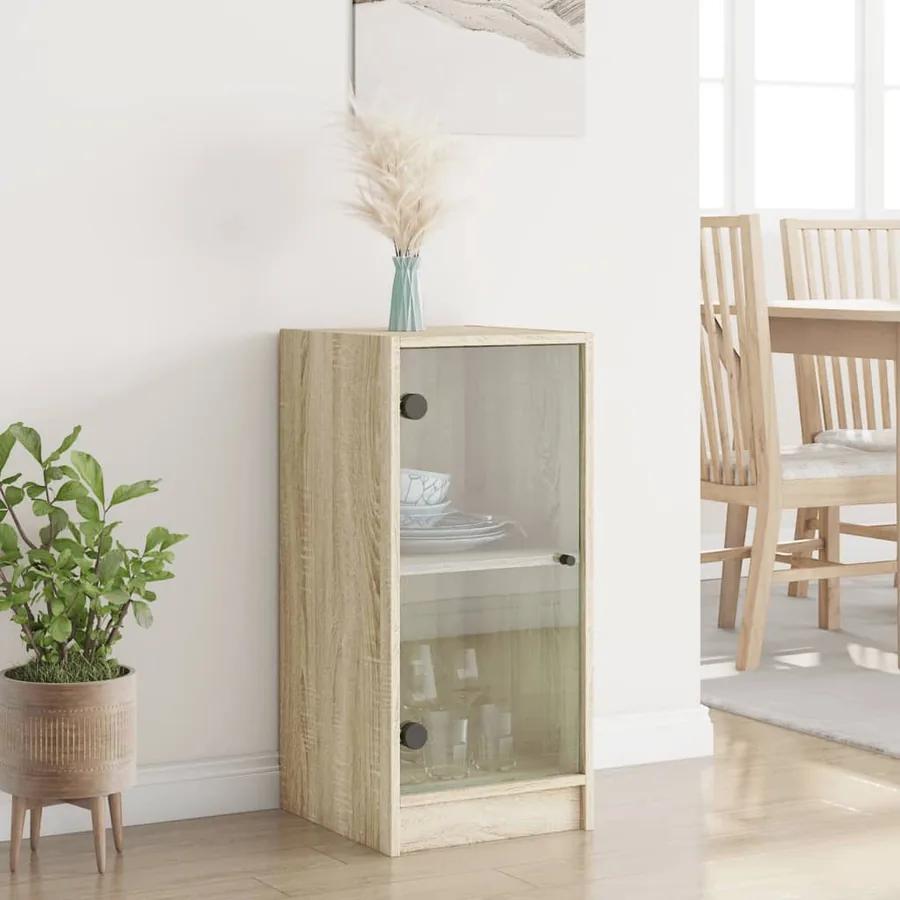 Armoire latérale avec portes en verre chêne sonoma 35x37x75,5cm - 3