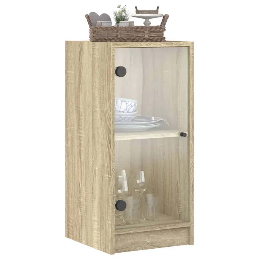 Armoire latérale avec portes en verre chêne sonoma 35x37x75,5cm - 4