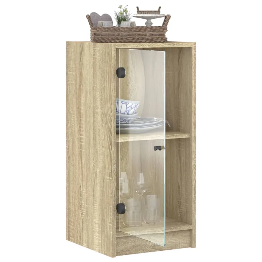 Armoire latérale avec portes en verre chêne sonoma 35x37x75,5cm - 5