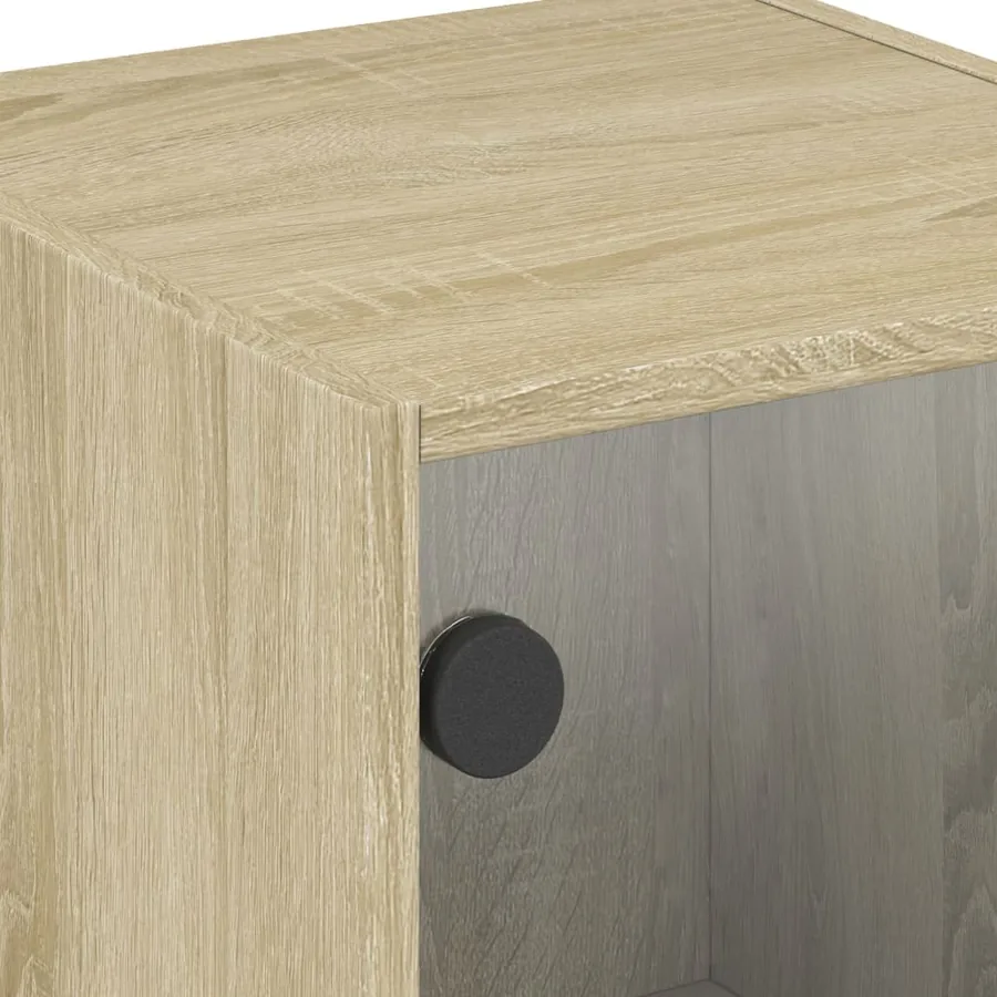 Armoire latérale avec portes en verre chêne sonoma 35x37x75,5cm - 9