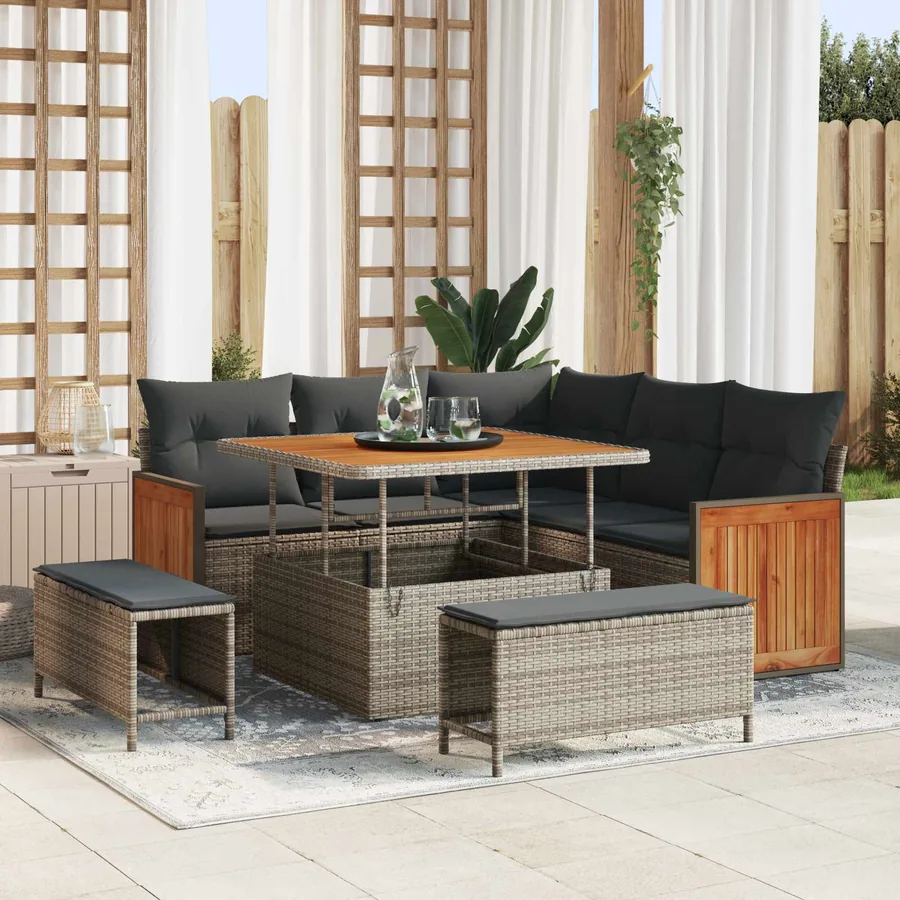 Ensemble de canapé de jardin avec coussin 8 pcs Gris