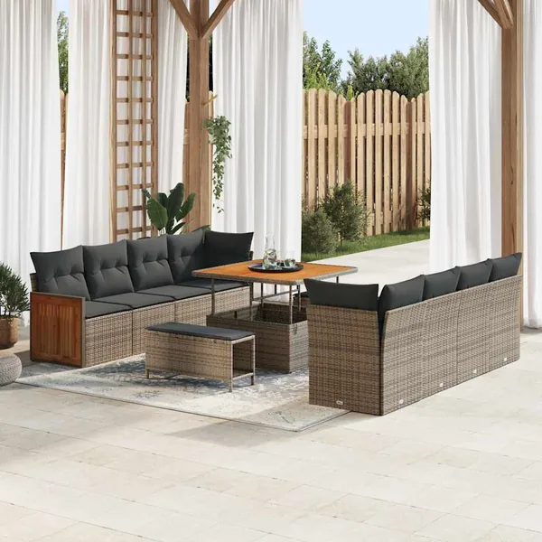 Ensemble de canapé de jardin Gris 231 x 224 x 85 cm polyrotin