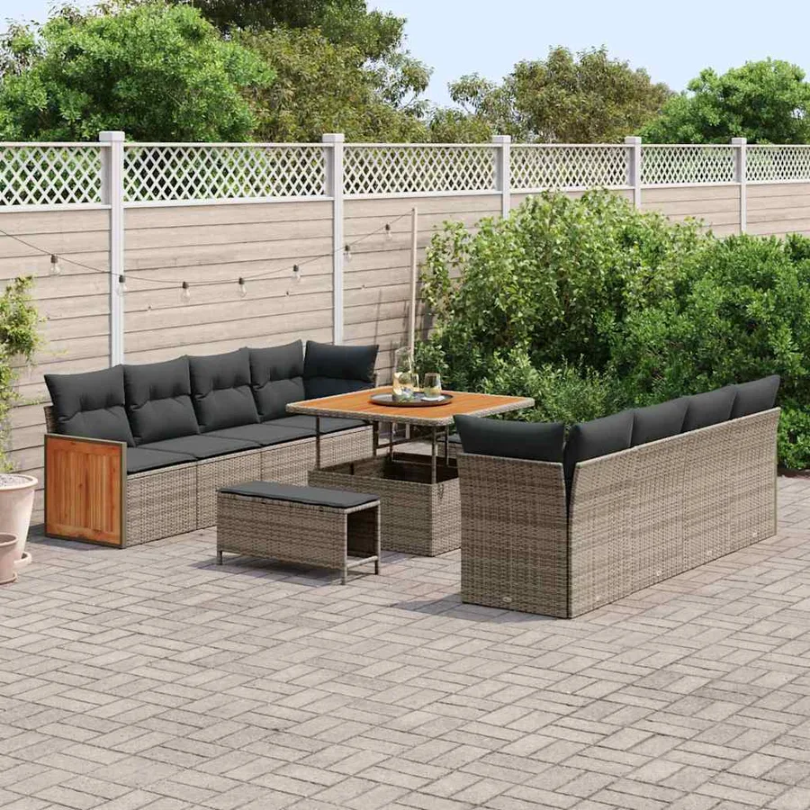 Ensemble de canapé de jardin Gris 231 x 224 x 85 cm polyrotin - 3