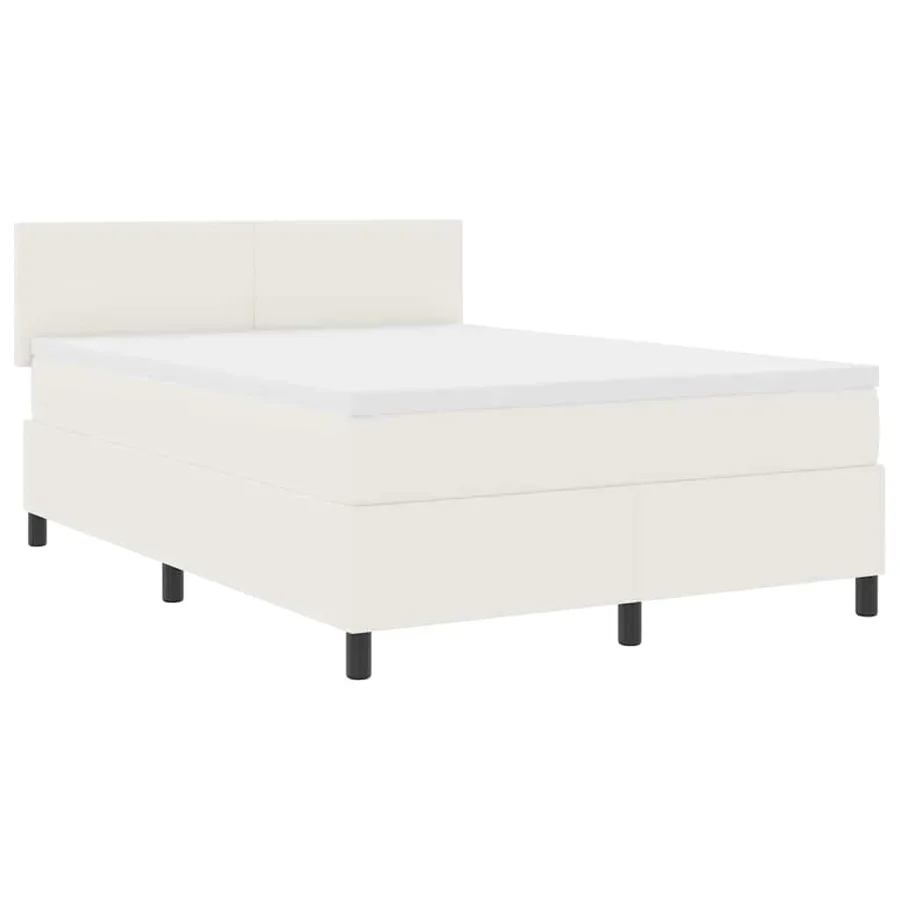 Lit à ressort LED avec tête de lit Crème et Blanc 140 x 190 cm - 2