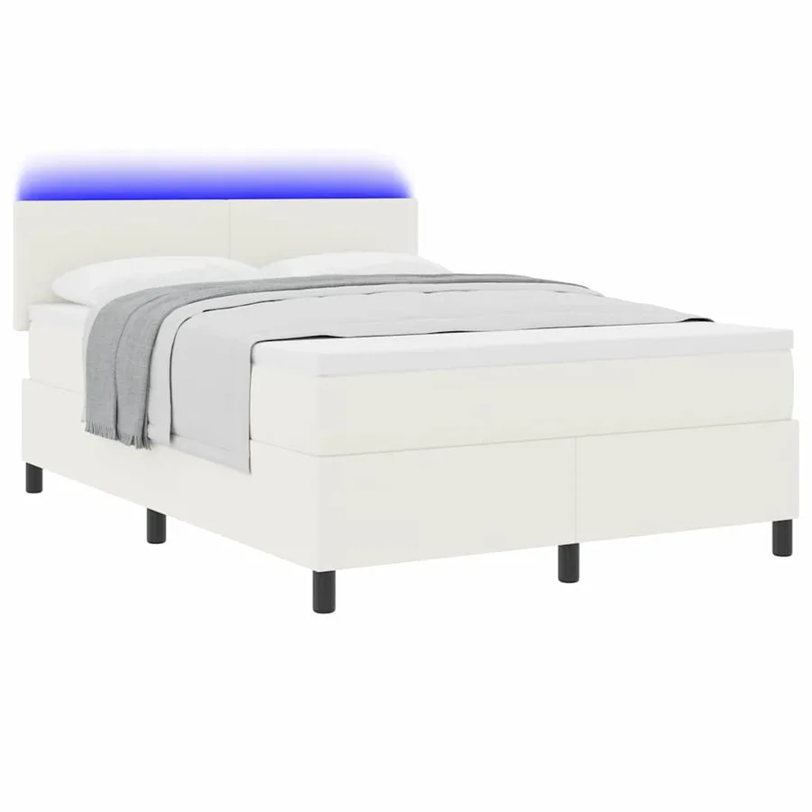 Lit à ressort LED avec tête de lit Crème et Blanc 140 x 190 cm - 3