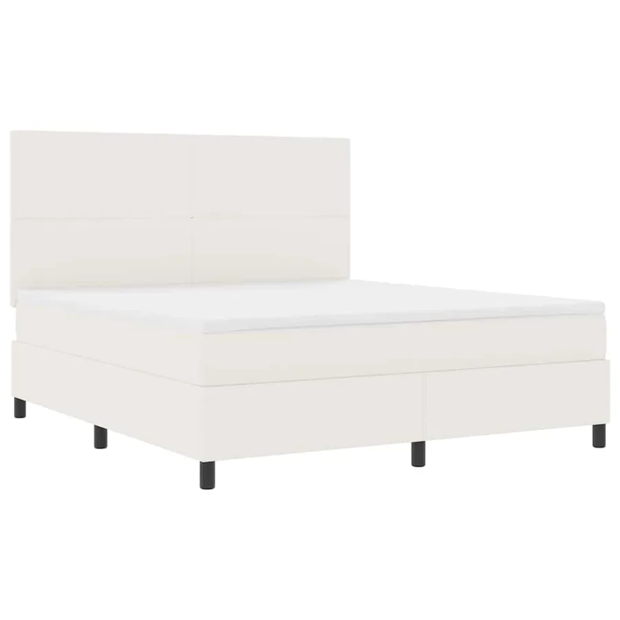 Lit à ressort LED avec tête de lit Crème et Blanc 180 x 200 cm - 2
