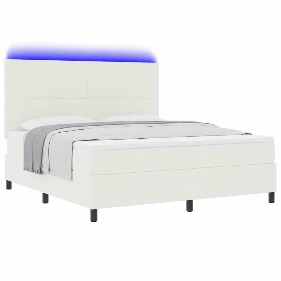 Lit à ressort LED avec tête de lit Crème et Blanc 180 x 200 cm - 3
